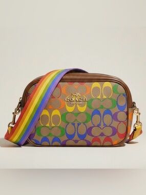 Coach Jaimie Rainbow Multicolor Signature Canvas Crossbody Bag